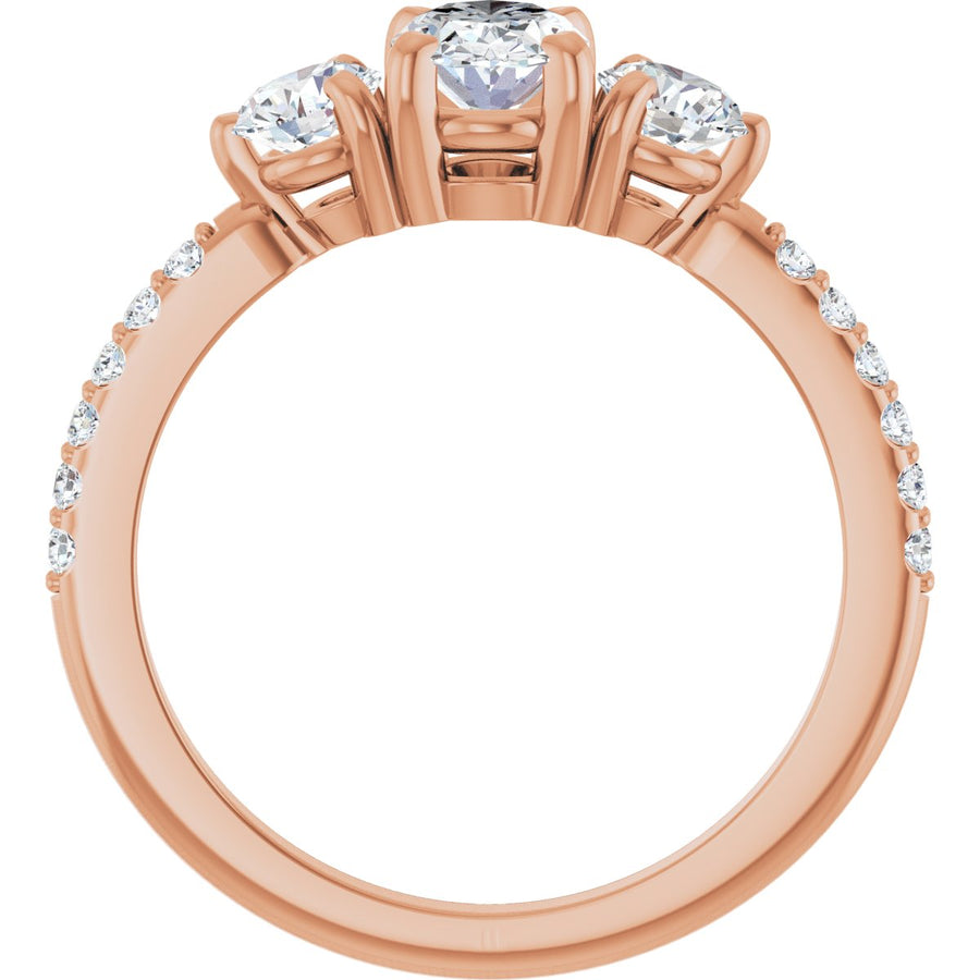Oval Three-Stone Engagement Ring Semi-Mount - gallery - Series 123260