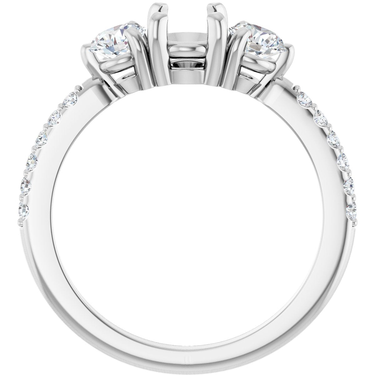 Oval Three-Stone Engagement Ring Semi-Mount - gallery - Series 123260