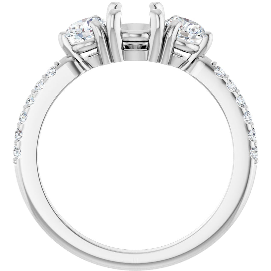 Oval Three-Stone Engagement Ring Semi-Mount - gallery - Series 123260