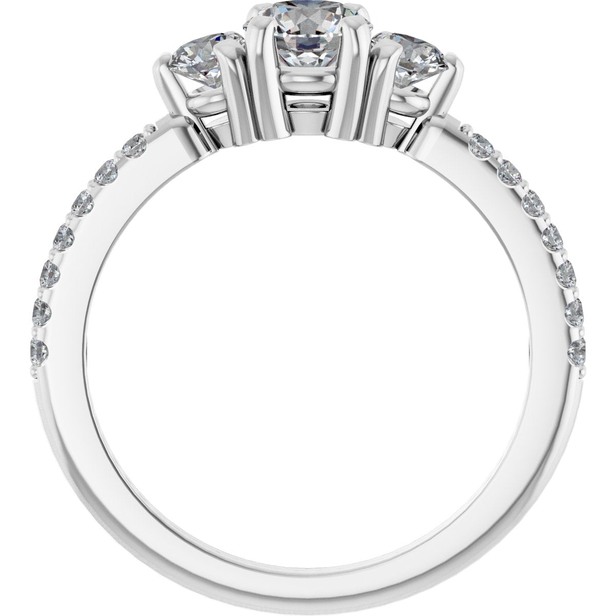 Round Three-Stone Engagement Ring Semi-Mount - gallery - Series 123260