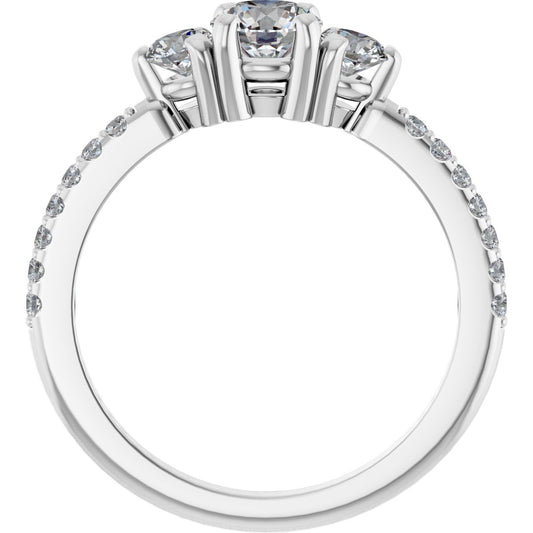Round Three-Stone Engagement Ring Semi-Mount - gallery - Series 123260