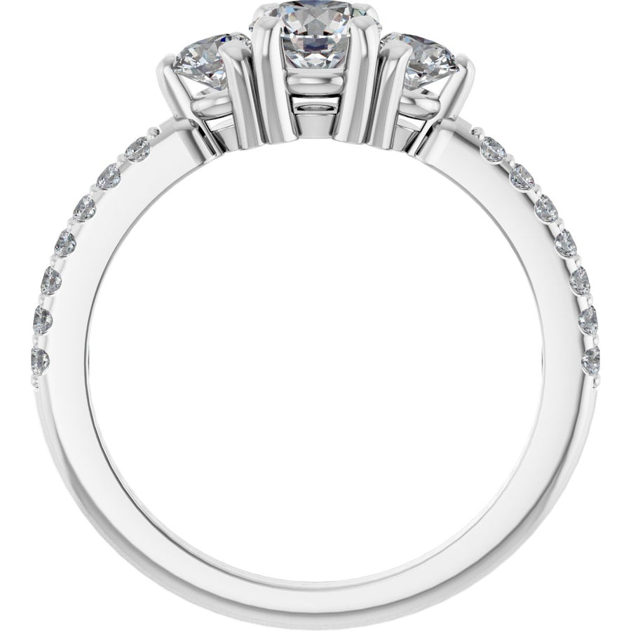 Round Three-Stone Engagement Ring Semi-Mount - gallery - Series 123260