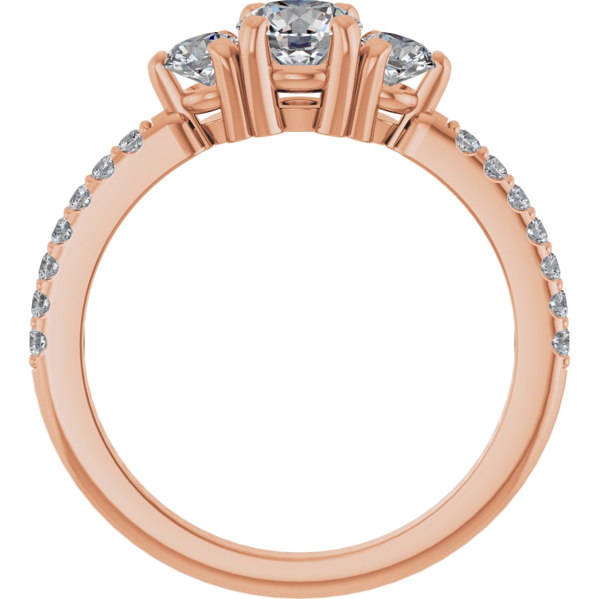 Round Three-Stone Engagement Ring Semi-Mount - gallery - Series 123260