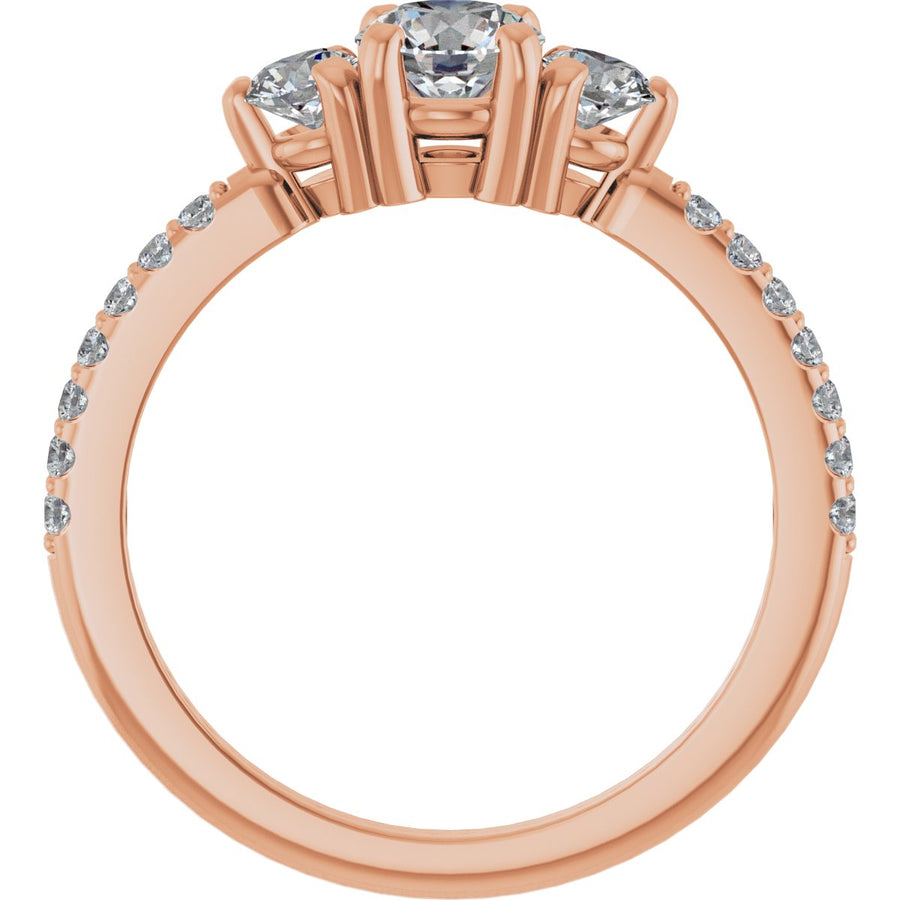 Round Three-Stone Engagement Ring Semi-Mount - gallery - Series 123260