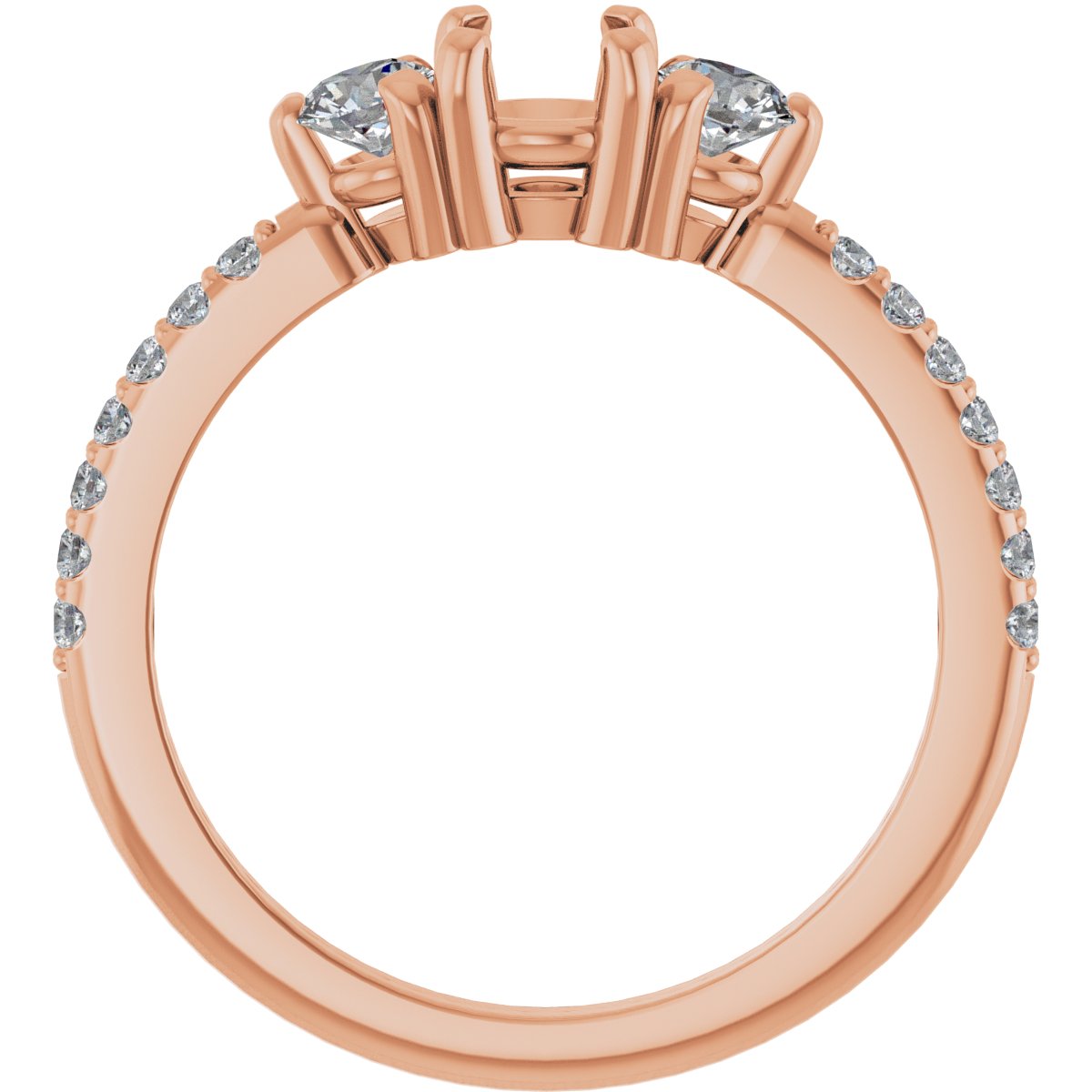 Round Three-Stone Engagement Ring Semi-Mount - gallery - Series 123260