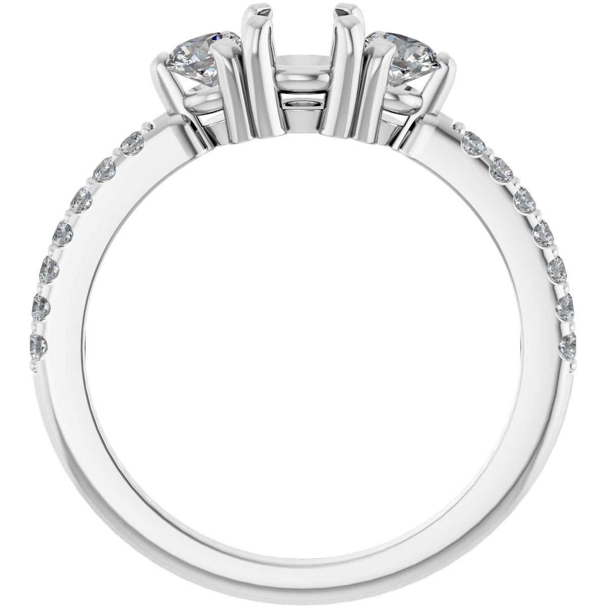 Round Three-Stone Engagement Ring Semi-Mount - gallery - Series 123260