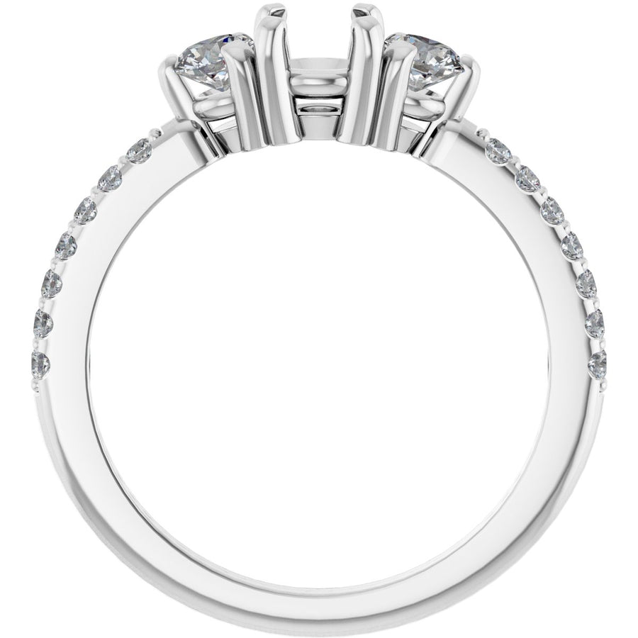 Round Three-Stone Engagement Ring Semi-Mount - gallery - Series 123260