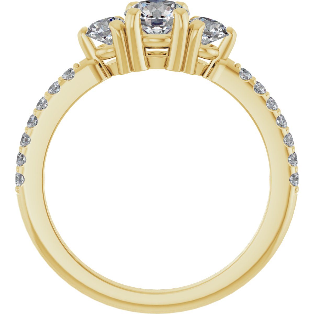 Round Three-Stone Engagement Ring Semi-Mount - gallery - Series 123260