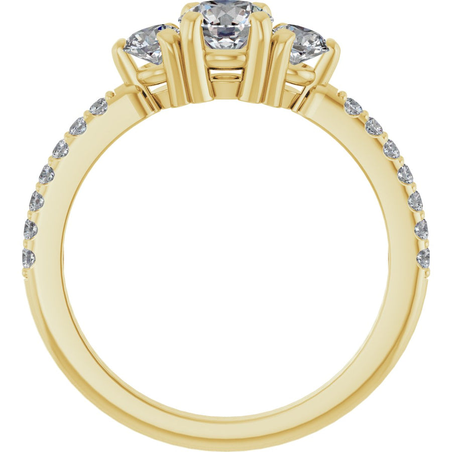 Round Three-Stone Engagement Ring Semi-Mount - gallery - Series 123260