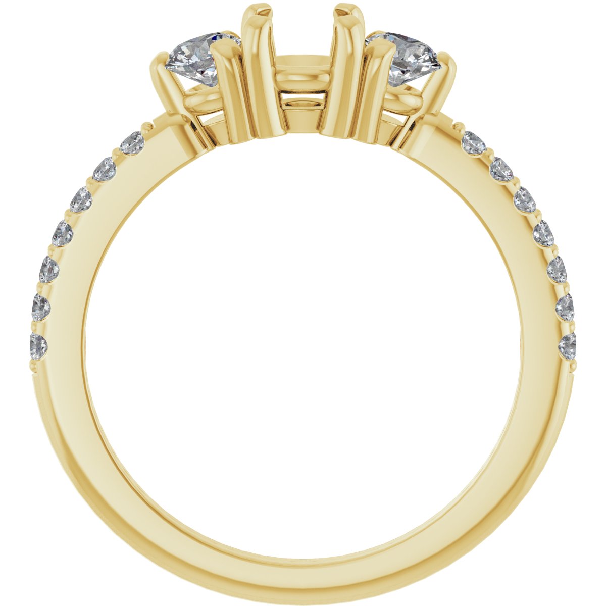 Round Three-Stone Engagement Ring Semi-Mount - gallery - Series 123260