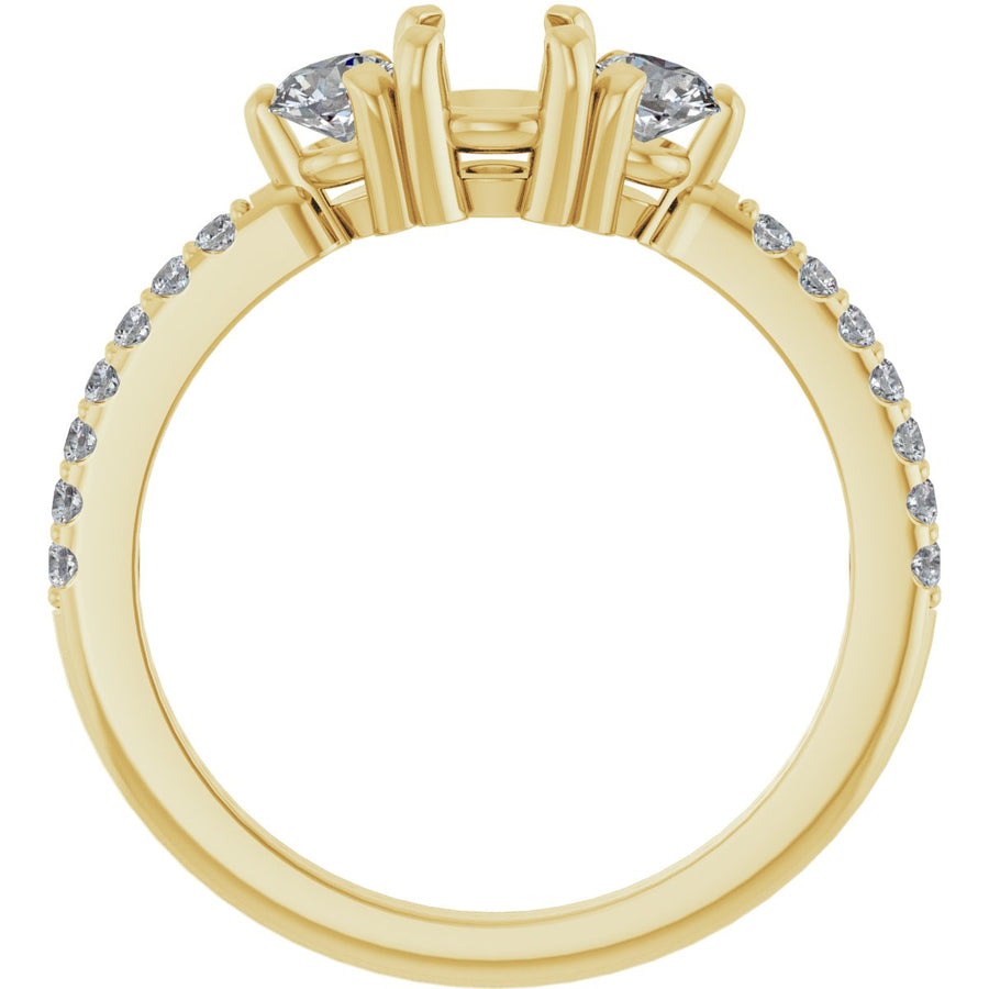 Round Three-Stone Engagement Ring Semi-Mount - gallery - Series 123260