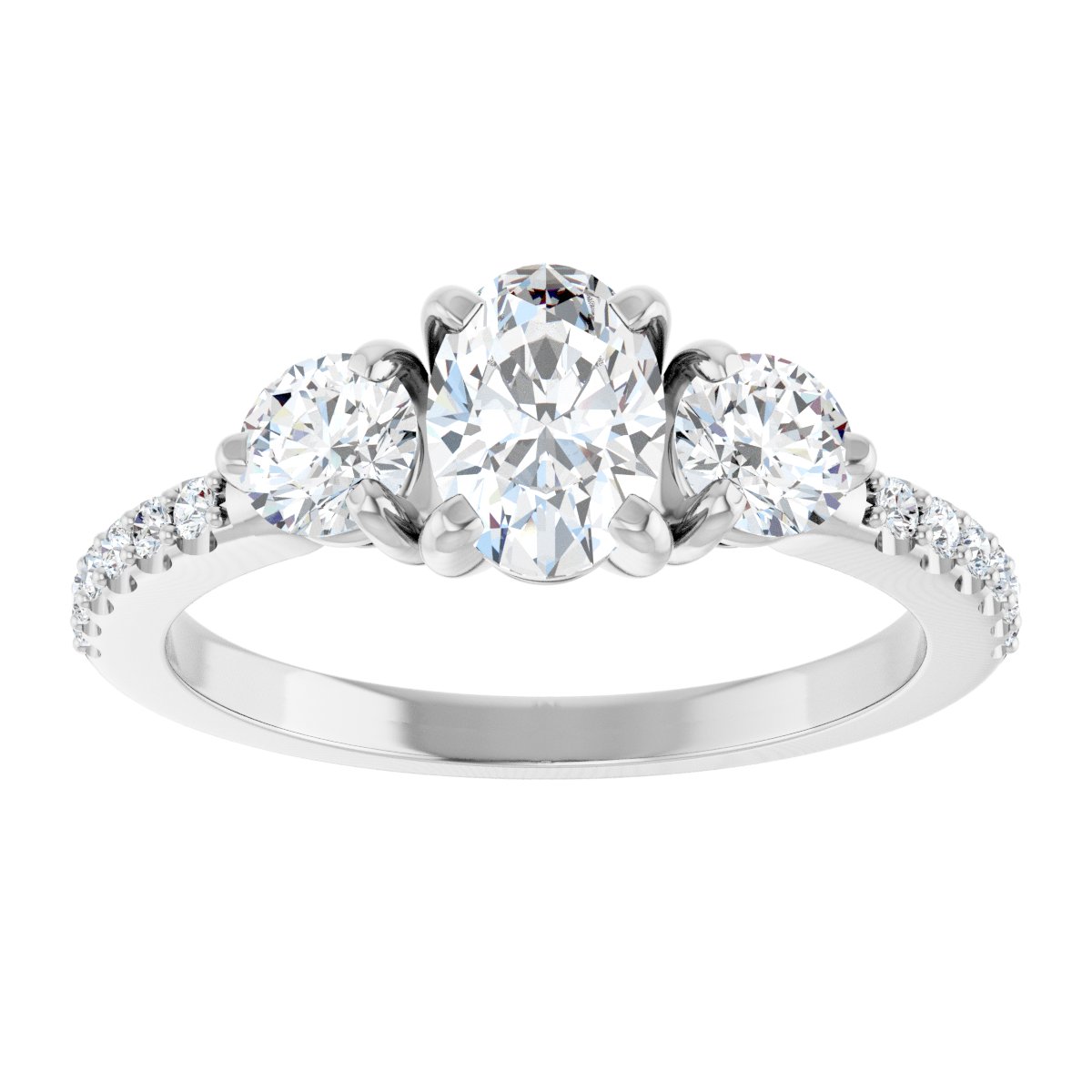 Oval Three-Stone Engagement Ring Semi-Mount - gallery - Series 123260