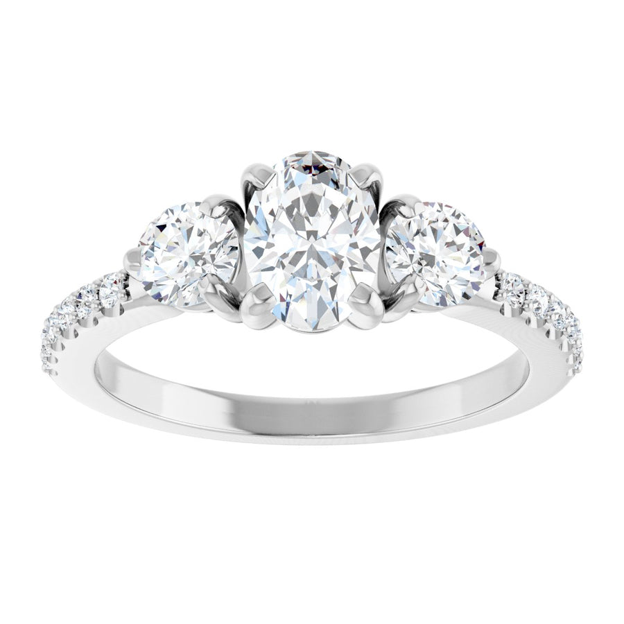 Oval Three-Stone Engagement Ring Semi-Mount - gallery - Series 123260