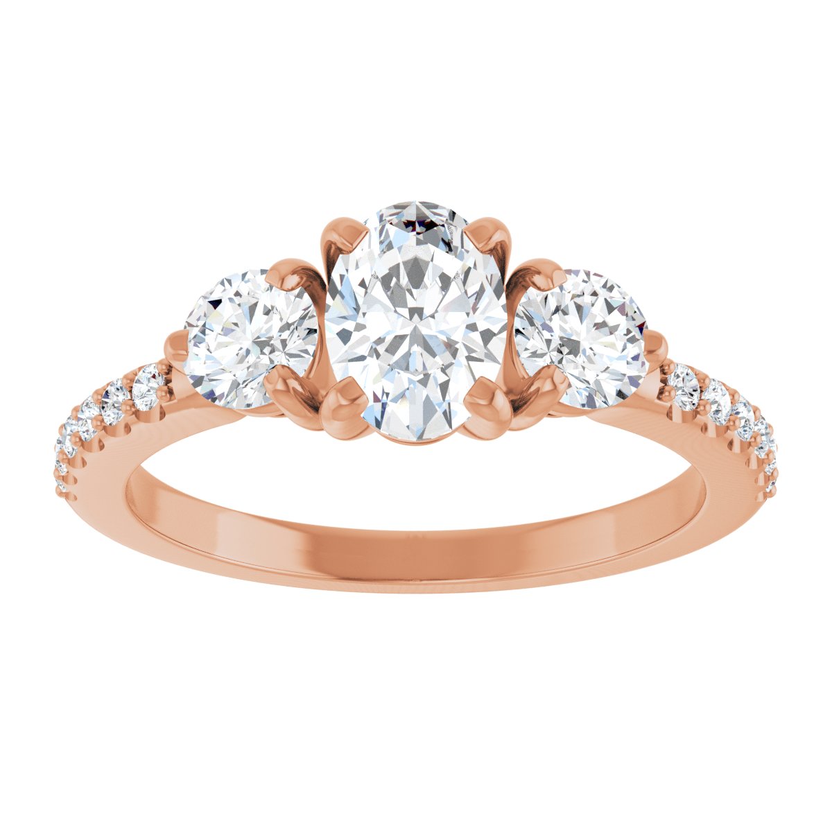 Oval Three-Stone Engagement Ring Semi-Mount - gallery - Series 123260