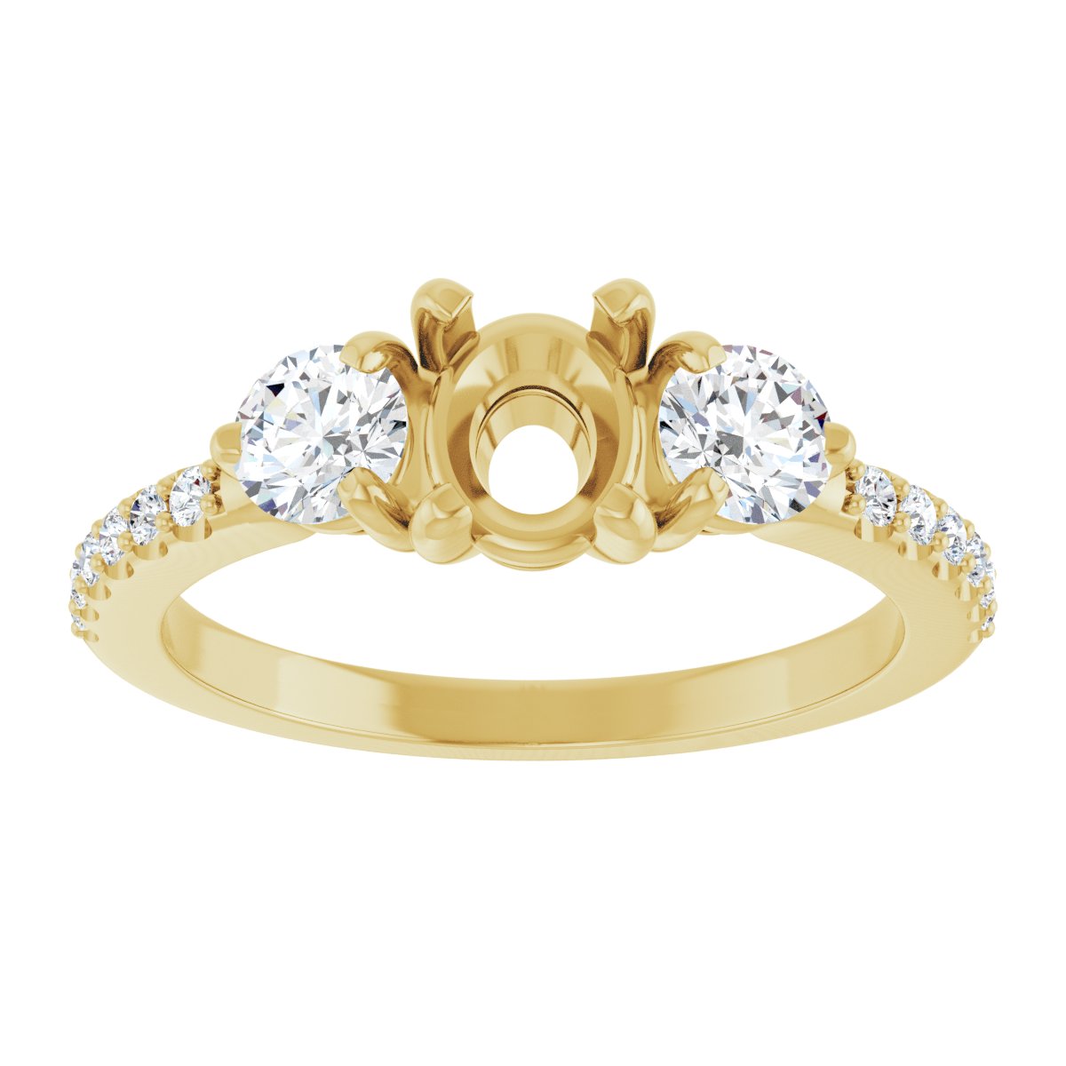 Oval Three-Stone Engagement Ring Semi-Mount - gallery - Series 123260