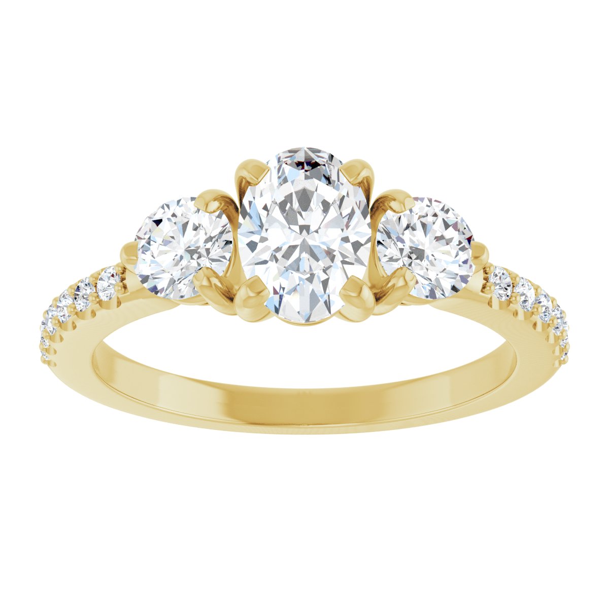 Oval Three-Stone Engagement Ring Semi-Mount - gallery - Series 123260