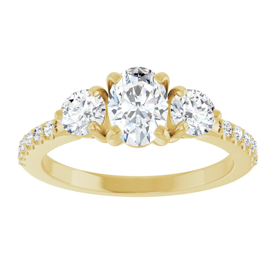 Oval Three-Stone Engagement Ring Semi-Mount - gallery - Series 123260