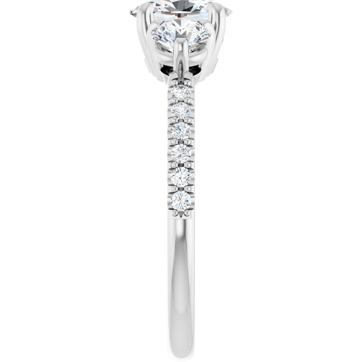 Oval Three-Stone Engagement Ring Semi-Mount - gallery - Series 123260