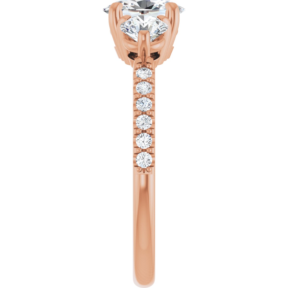 Oval Three-Stone Engagement Ring Semi-Mount - gallery - Series 123260