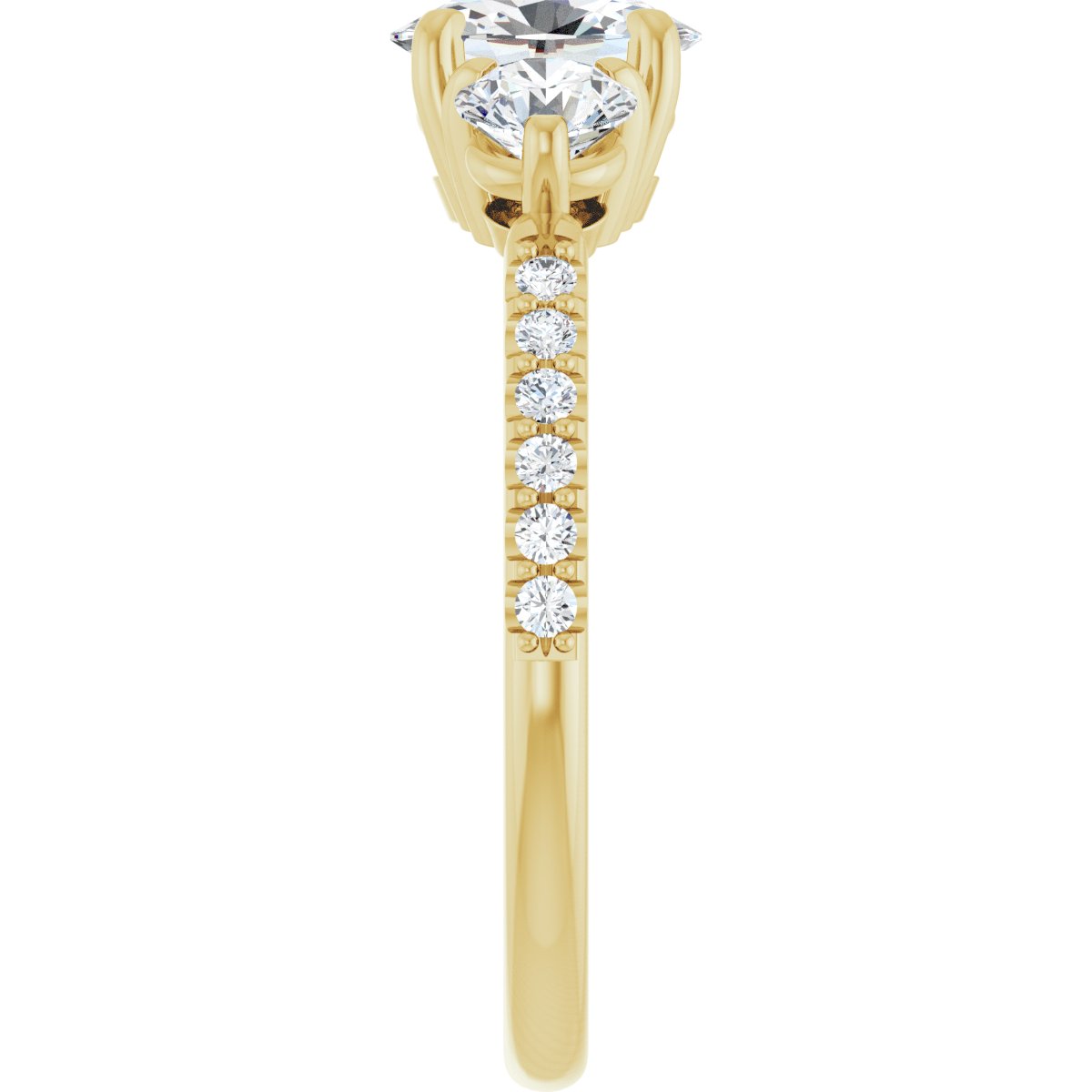 Oval Three-Stone Engagement Ring Semi-Mount - gallery - Series 123260