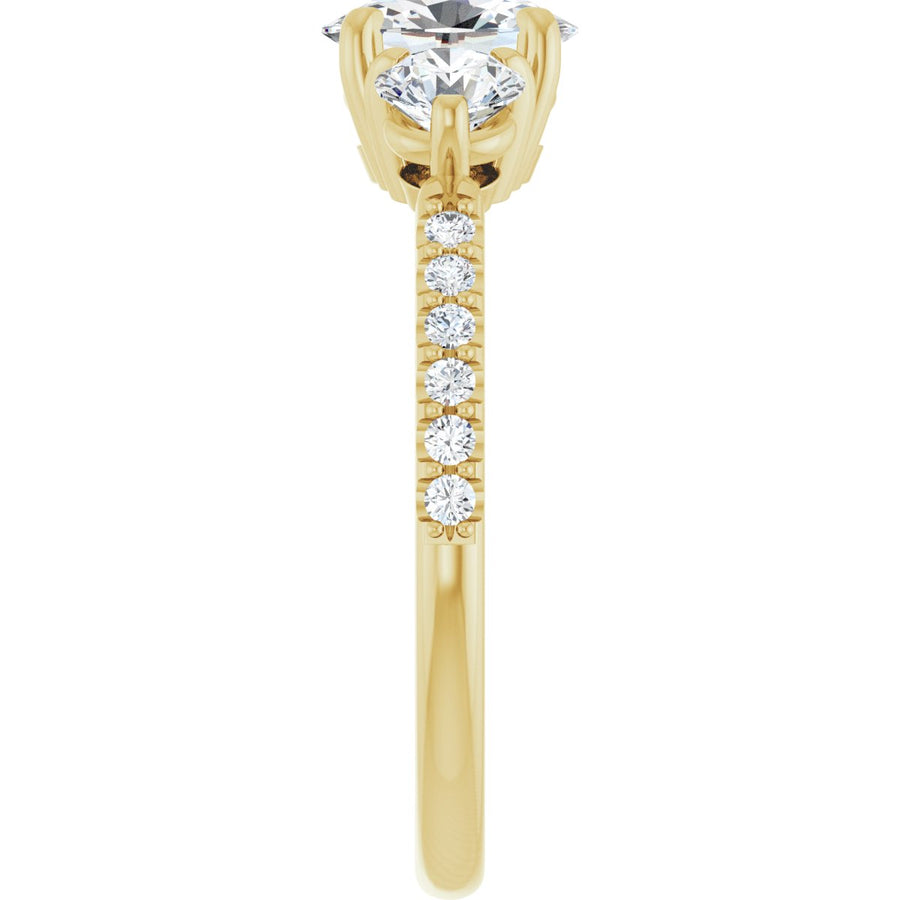 Oval Three-Stone Engagement Ring Semi-Mount - gallery - Series 123260