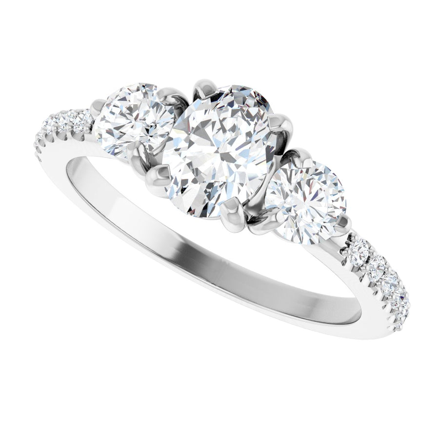 Oval Three-Stone Engagement Ring Semi-Mount - gallery - Series 123260