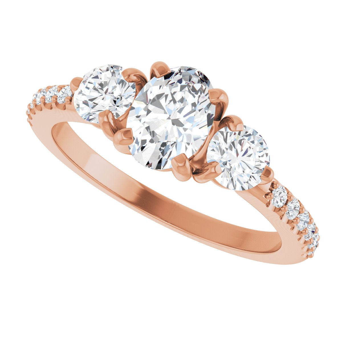Oval Three-Stone Engagement Ring Semi-Mount - gallery - Series 123260