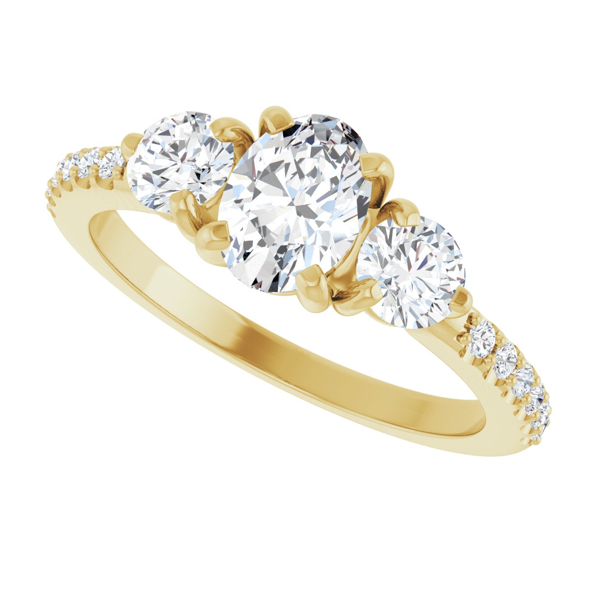 Oval Three-Stone Engagement Ring Semi-Mount - gallery - Series 123260