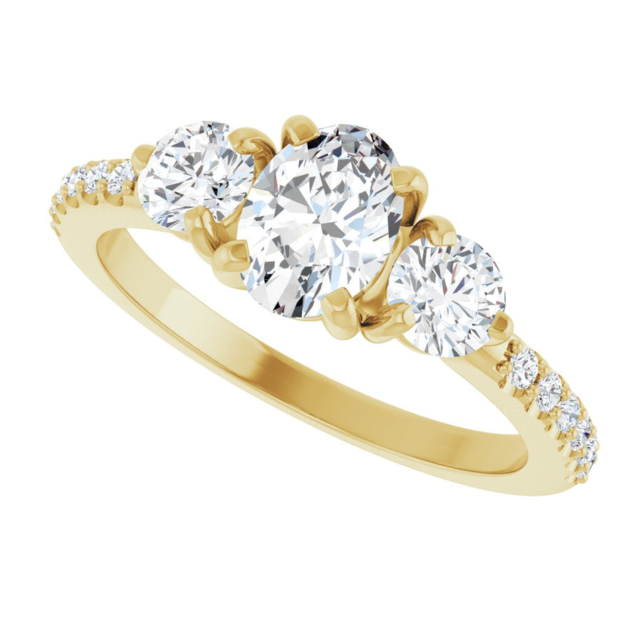 Oval Three-Stone Engagement Ring Semi-Mount - gallery - Series 123260