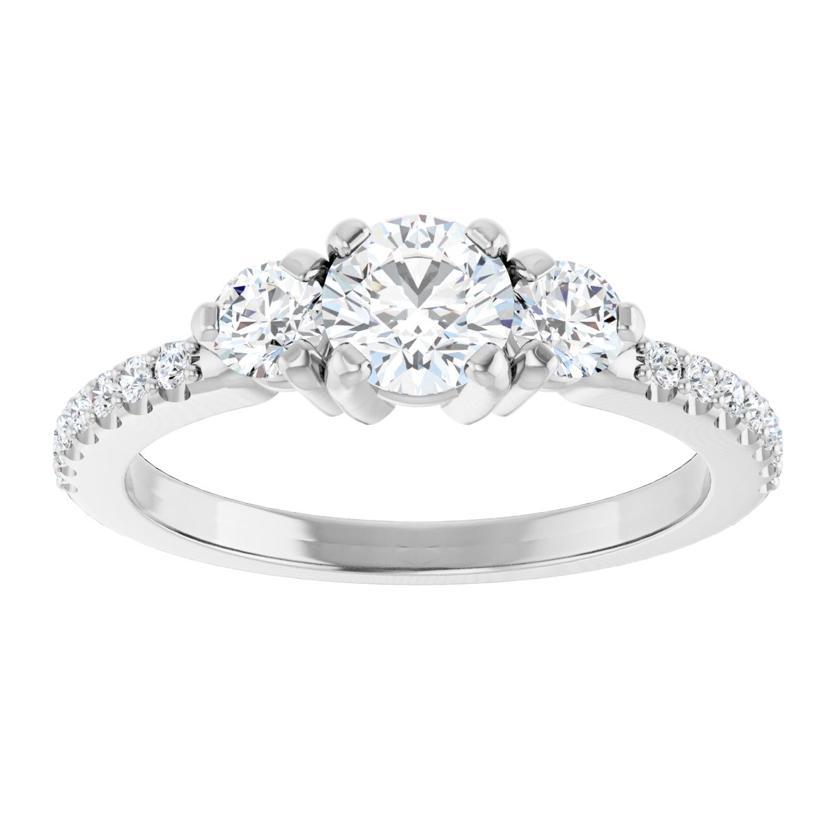 Round Three-Stone Engagement Ring Semi-Mount - gallery - Series 123260