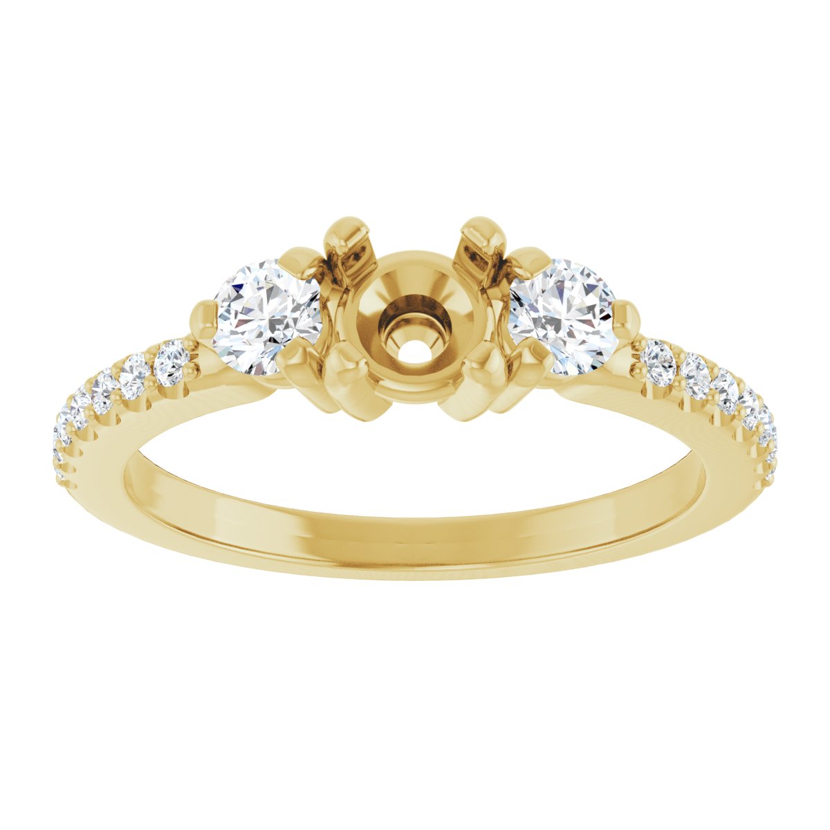 Round Three-Stone Engagement Ring Semi-Mount - gallery - Series 123260