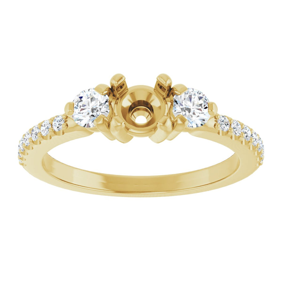 Round Three-Stone Engagement Ring Semi-Mount - gallery - Series 123260