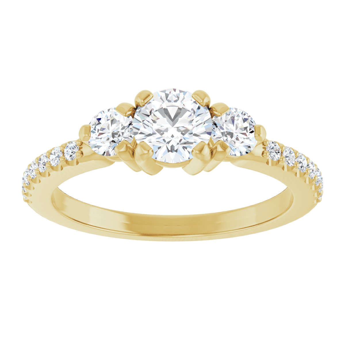 Round Three-Stone Engagement Ring Semi-Mount - gallery - Series 123260