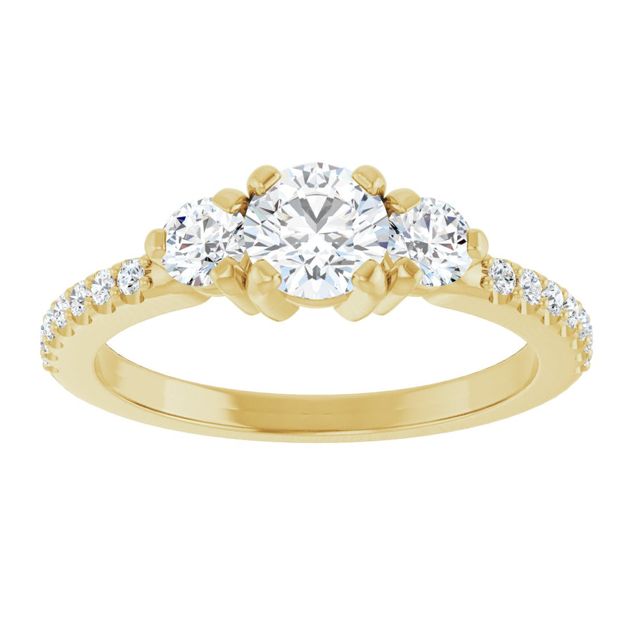 Round Three-Stone Engagement Ring Semi-Mount - gallery - Series 123260