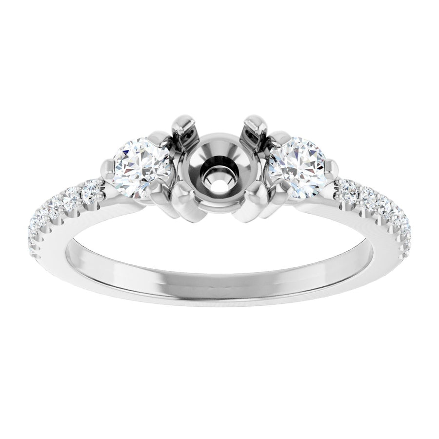 Round Three-Stone Engagement Ring Semi-Mount - gallery - Series 123260
