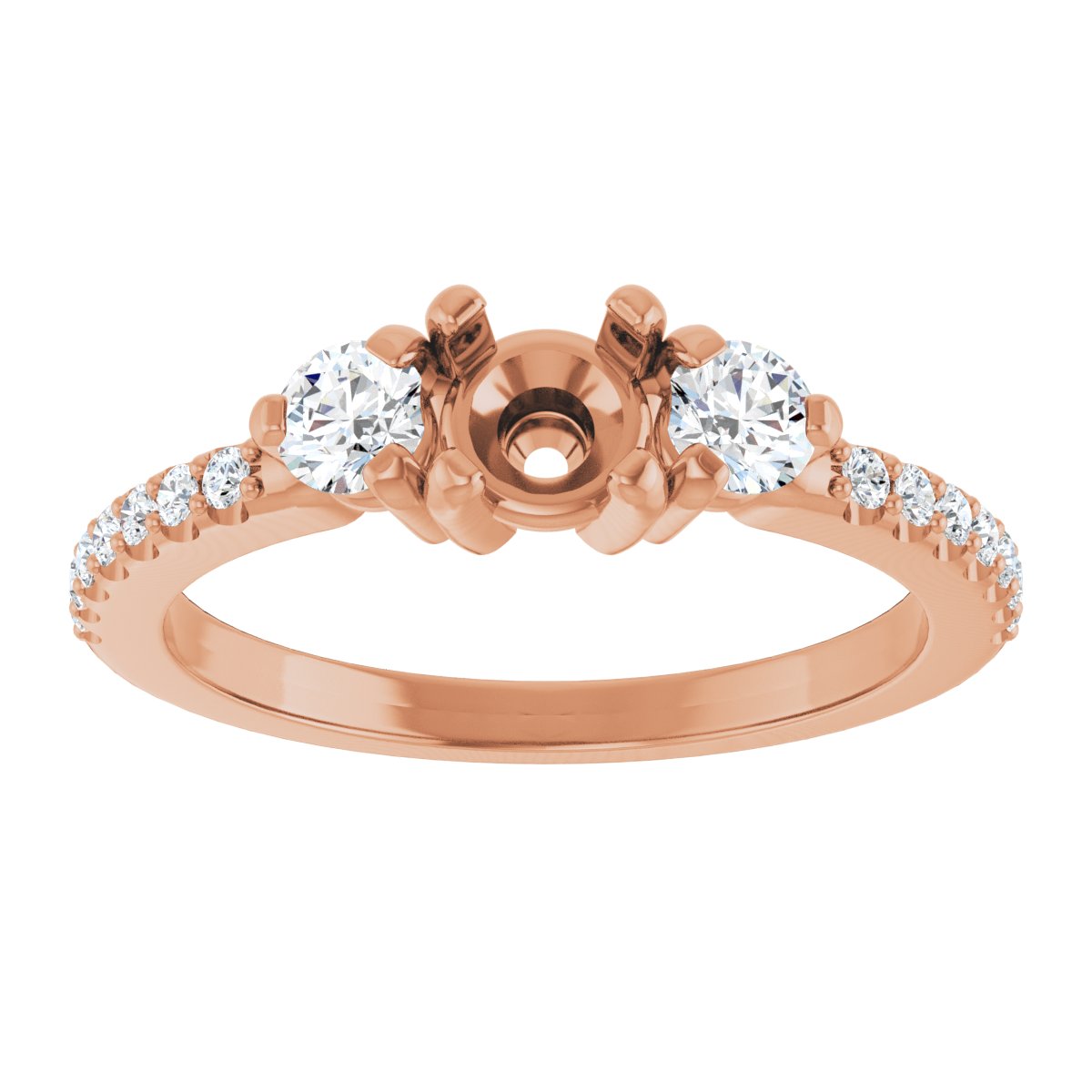 Round Three-Stone Engagement Ring Semi-Mount - gallery - Series 123260