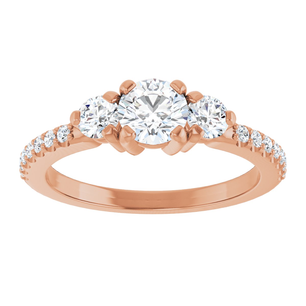 Round Three-Stone Engagement Ring Semi-Mount - gallery - Series 123260