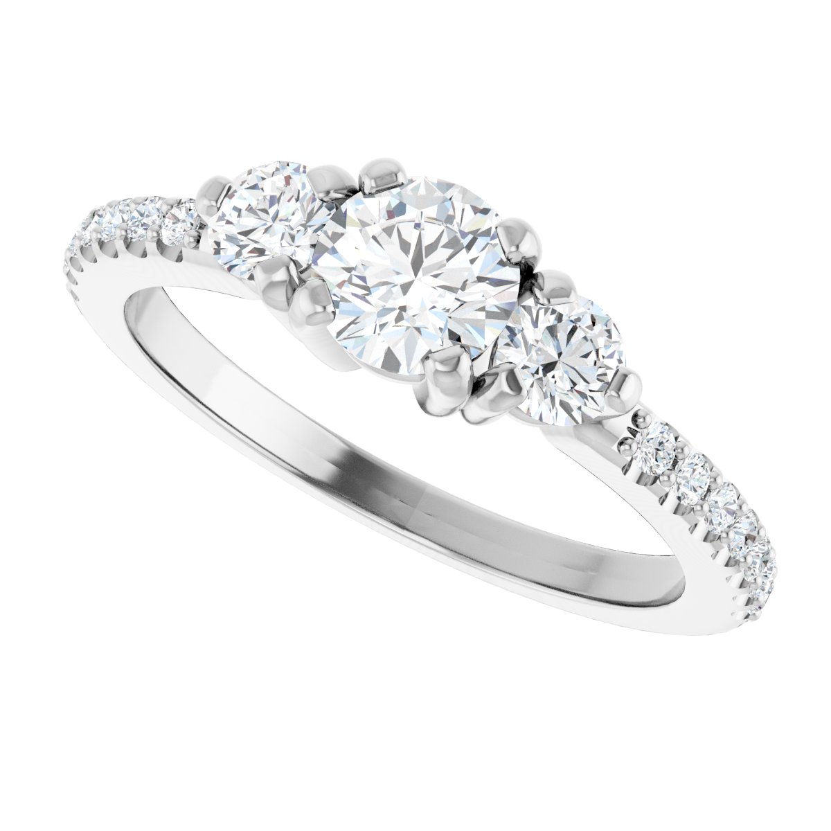 Round Three-Stone Engagement Ring Semi-Mount - gallery - Series 123260