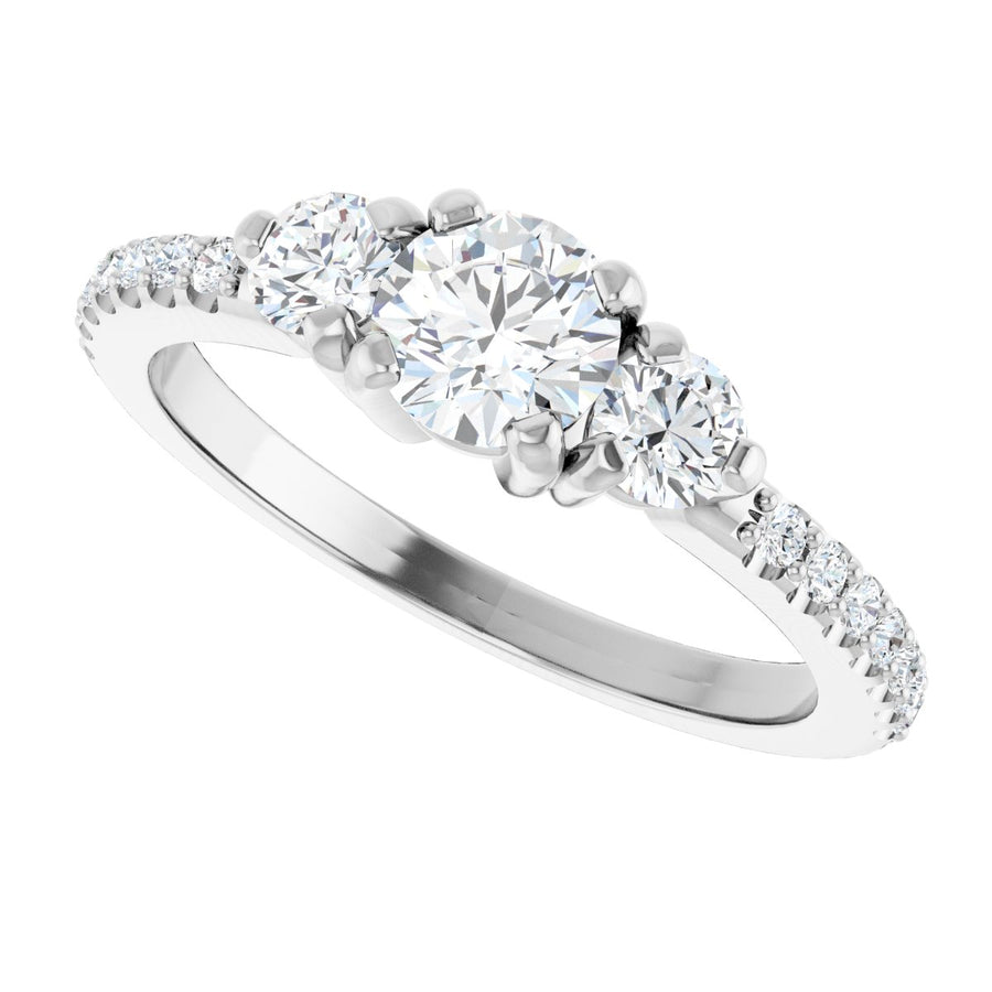 Round Three-Stone Engagement Ring Semi-Mount - gallery - Series 123260