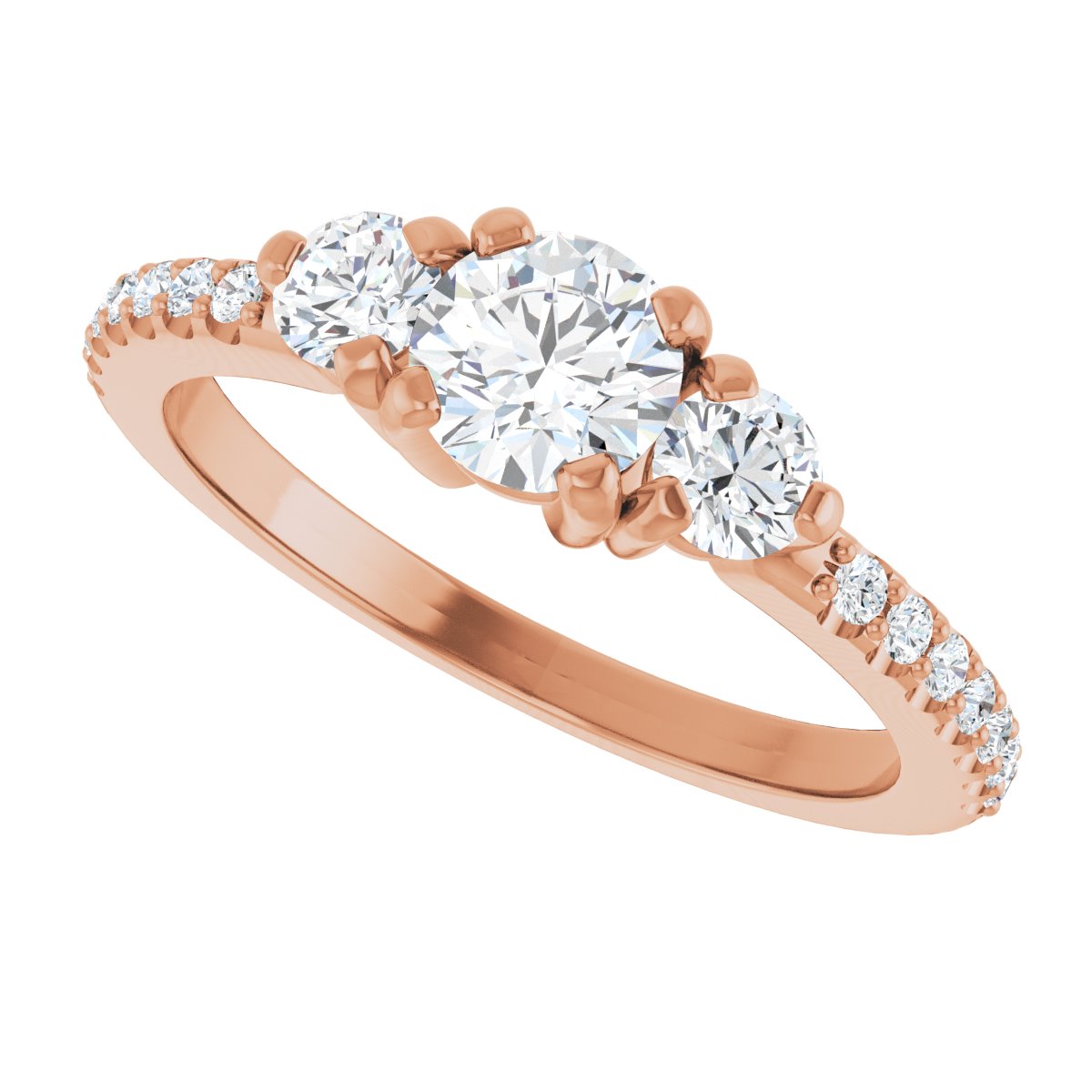 Round Three-Stone Engagement Ring Semi-Mount - gallery - Series 123260