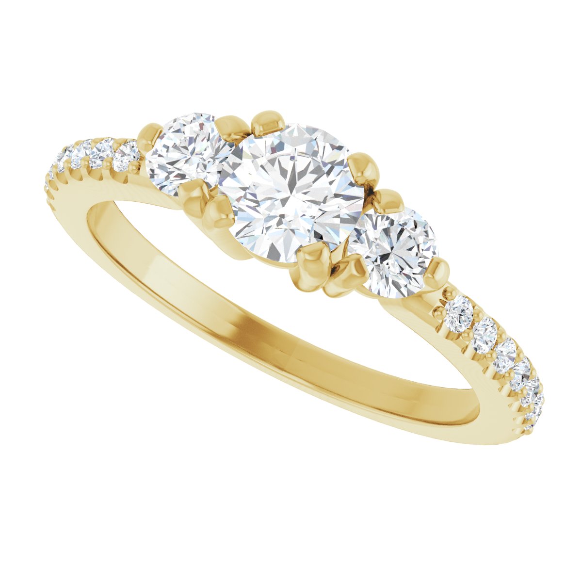 Round Three-Stone Engagement Ring Semi-Mount - gallery - Series 123260