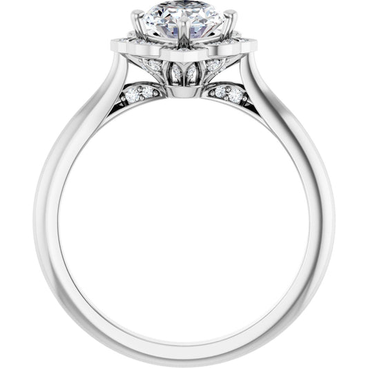 Oval Halo-Style Vintage-Inspired Engagement Ring Semi-Mount - gallery - Series 123505