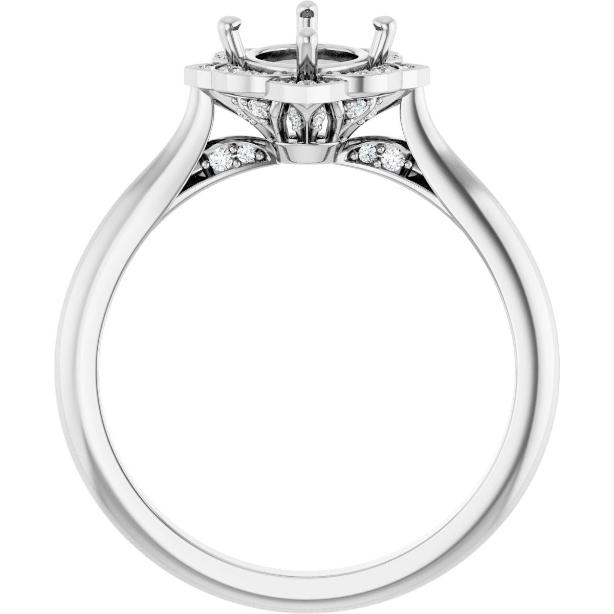 Oval Halo-Style Vintage-Inspired Engagement Ring Semi-Mount - gallery - Series 123505