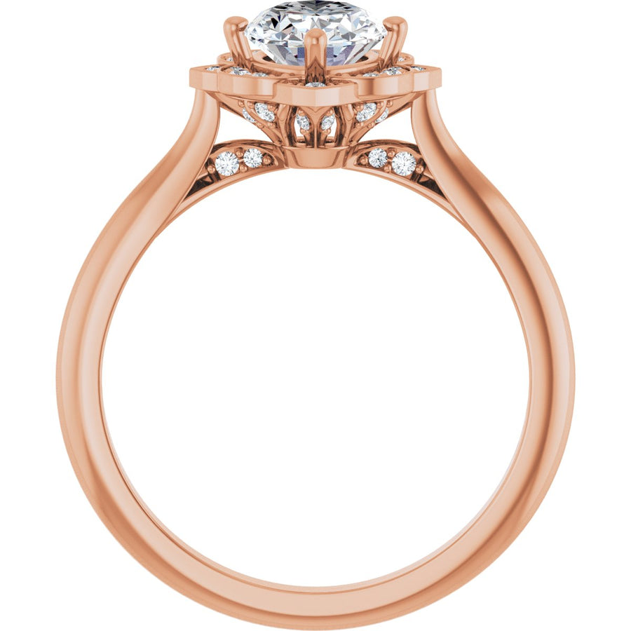 Oval Halo-Style Vintage-Inspired Engagement Ring Semi-Mount - gallery - Series 123505