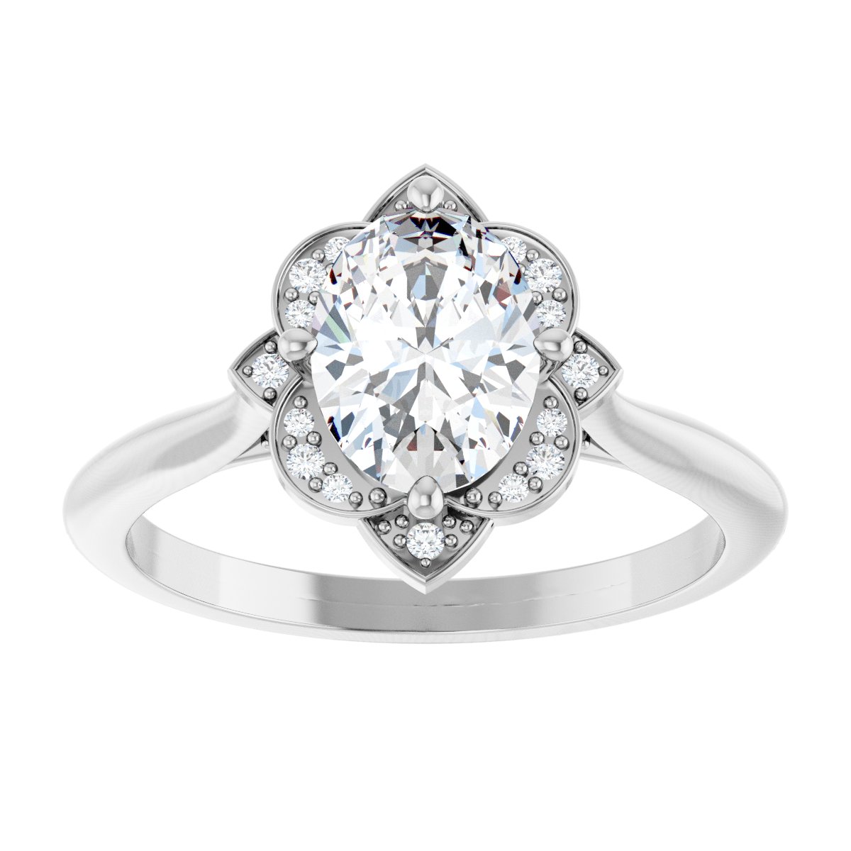 Oval Halo-Style Vintage-Inspired Engagement Ring Semi-Mount - gallery - Series 123505
