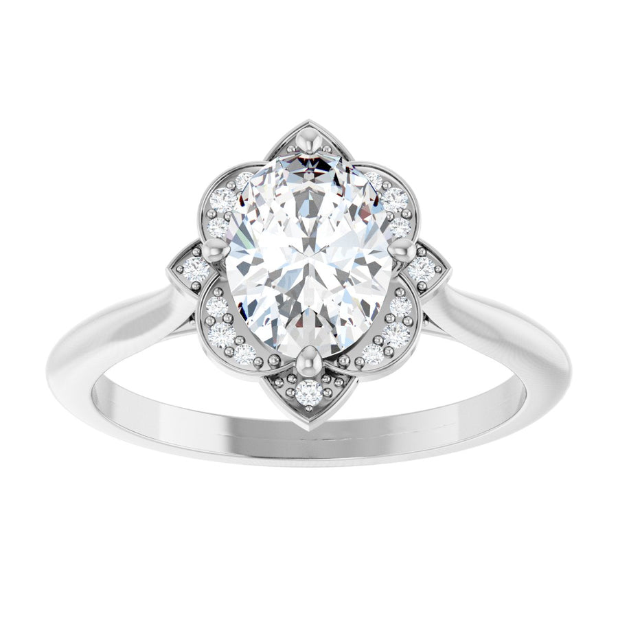 Oval Halo-Style Vintage-Inspired Engagement Ring Semi-Mount - gallery - Series 123505
