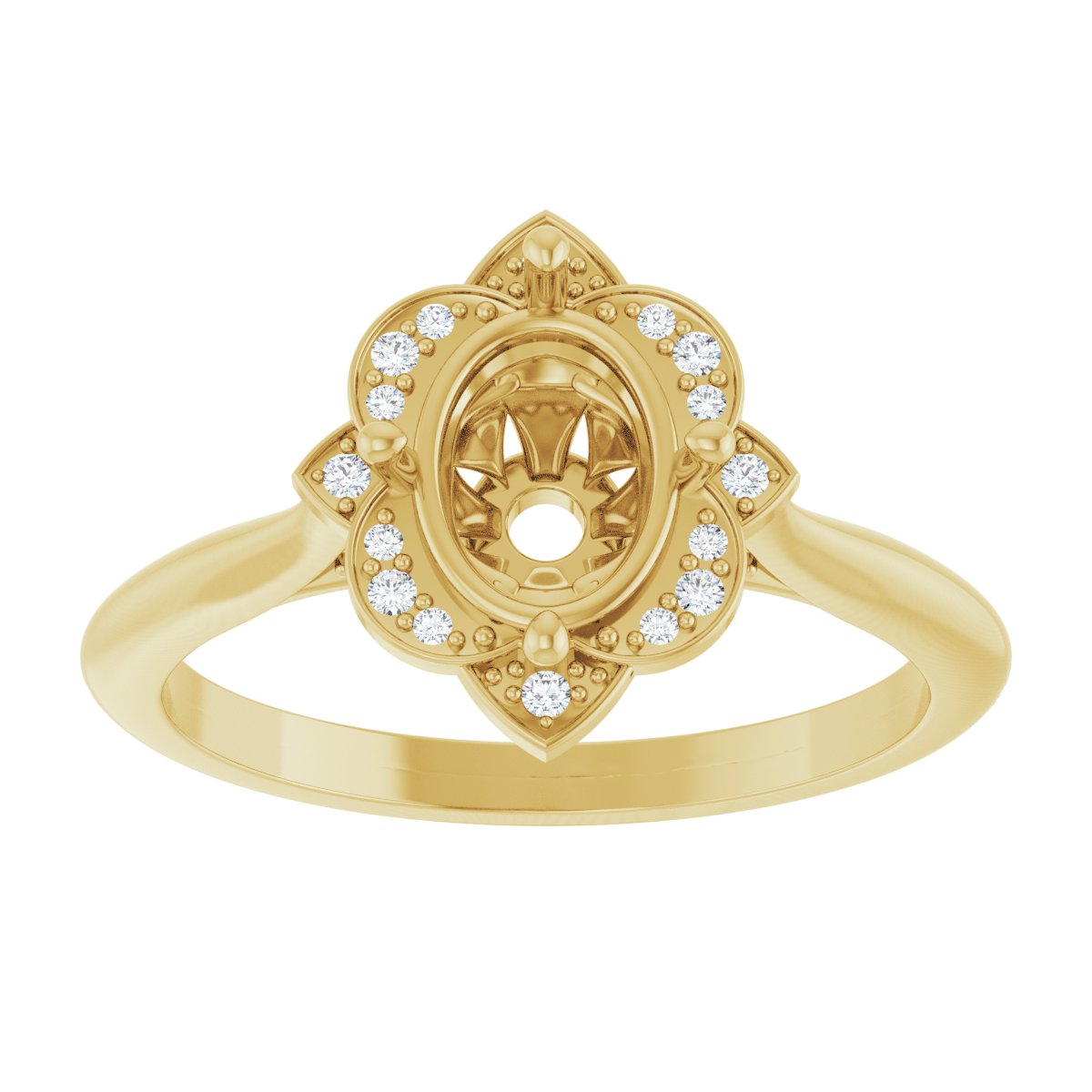 Oval Halo-Style Vintage-Inspired Engagement Ring Semi-Mount - gallery - Series 123505