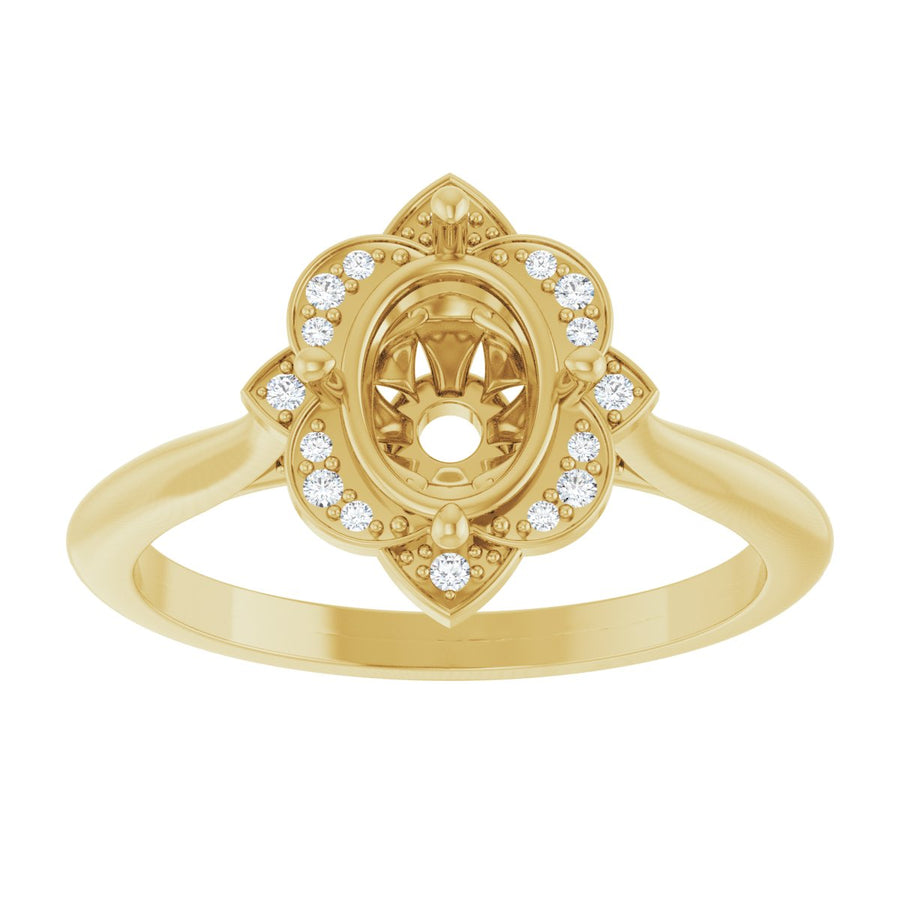 Oval Halo-Style Vintage-Inspired Engagement Ring Semi-Mount - gallery - Series 123505