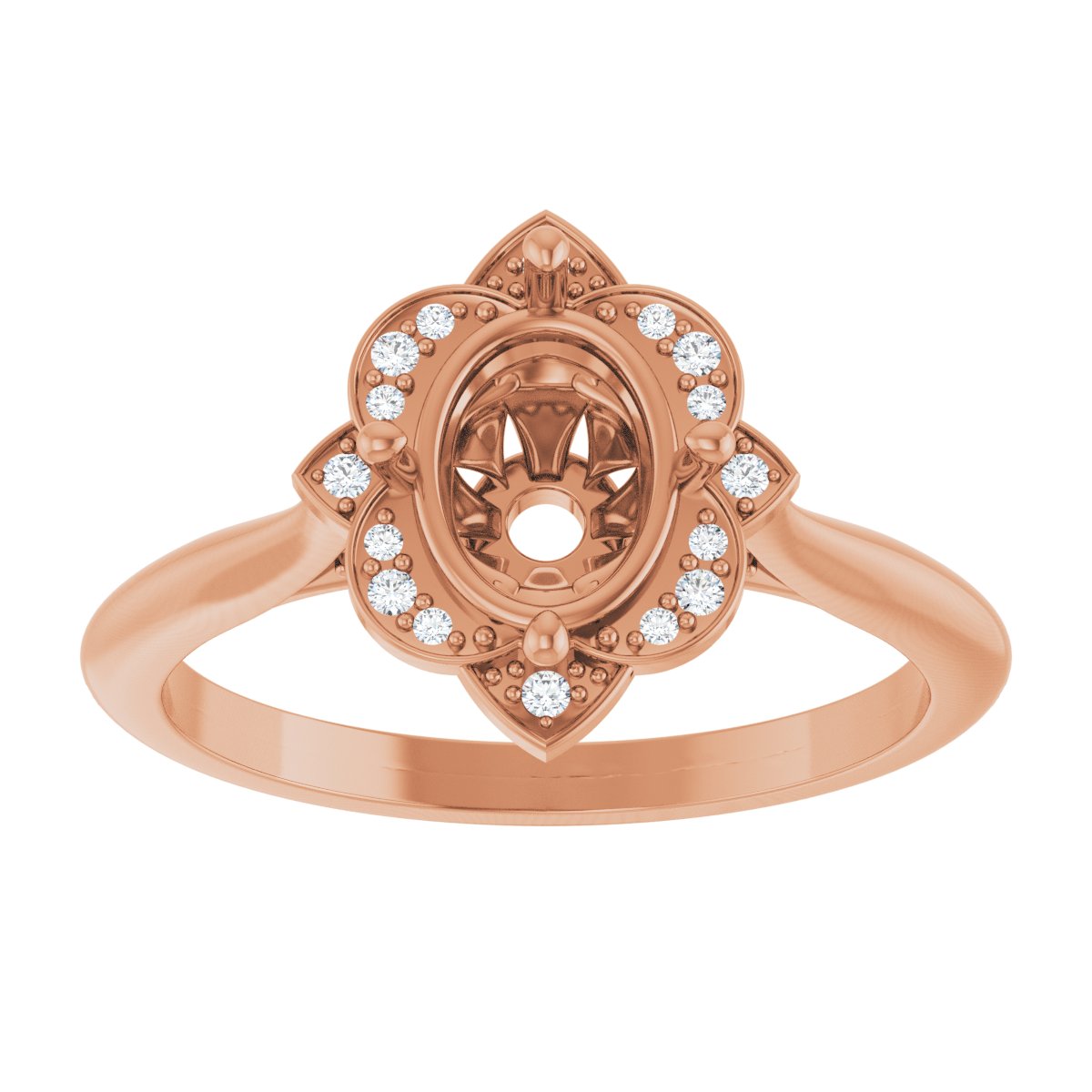 Oval Halo-Style Vintage-Inspired Engagement Ring Semi-Mount - gallery - Series 123505
