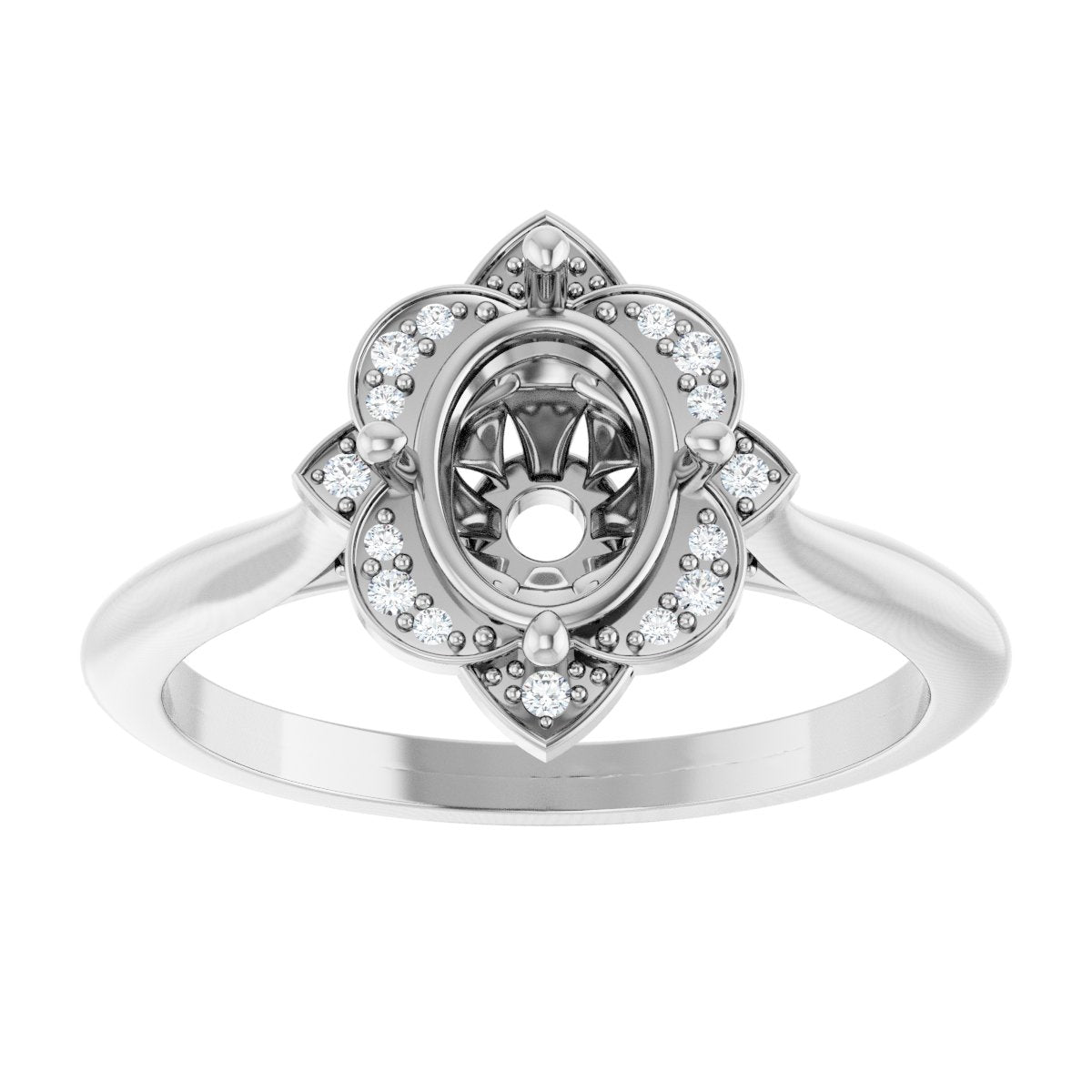 Oval Halo-Style Vintage-Inspired Engagement Ring Semi-Mount - gallery - Series 123505